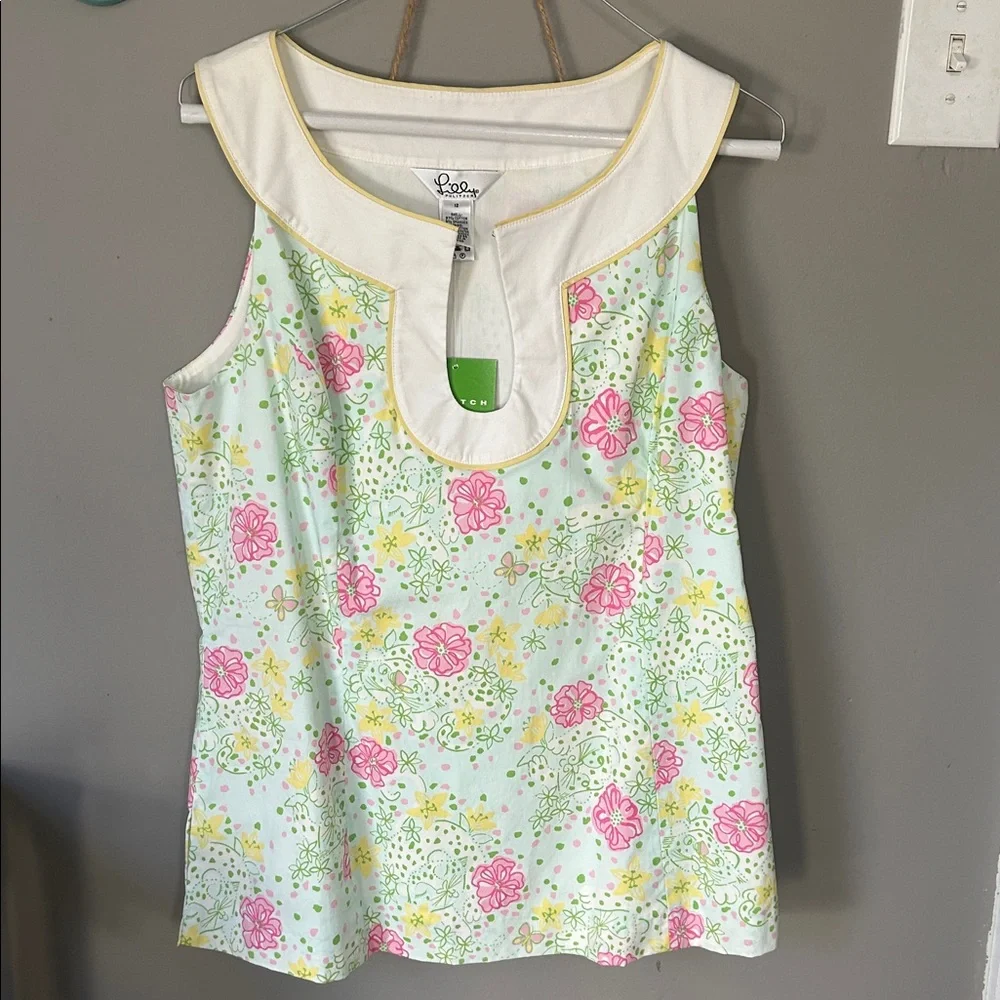 NWT Lilly Pulitzer The Good Life Cats Floral Tank - Picture 2 of 6